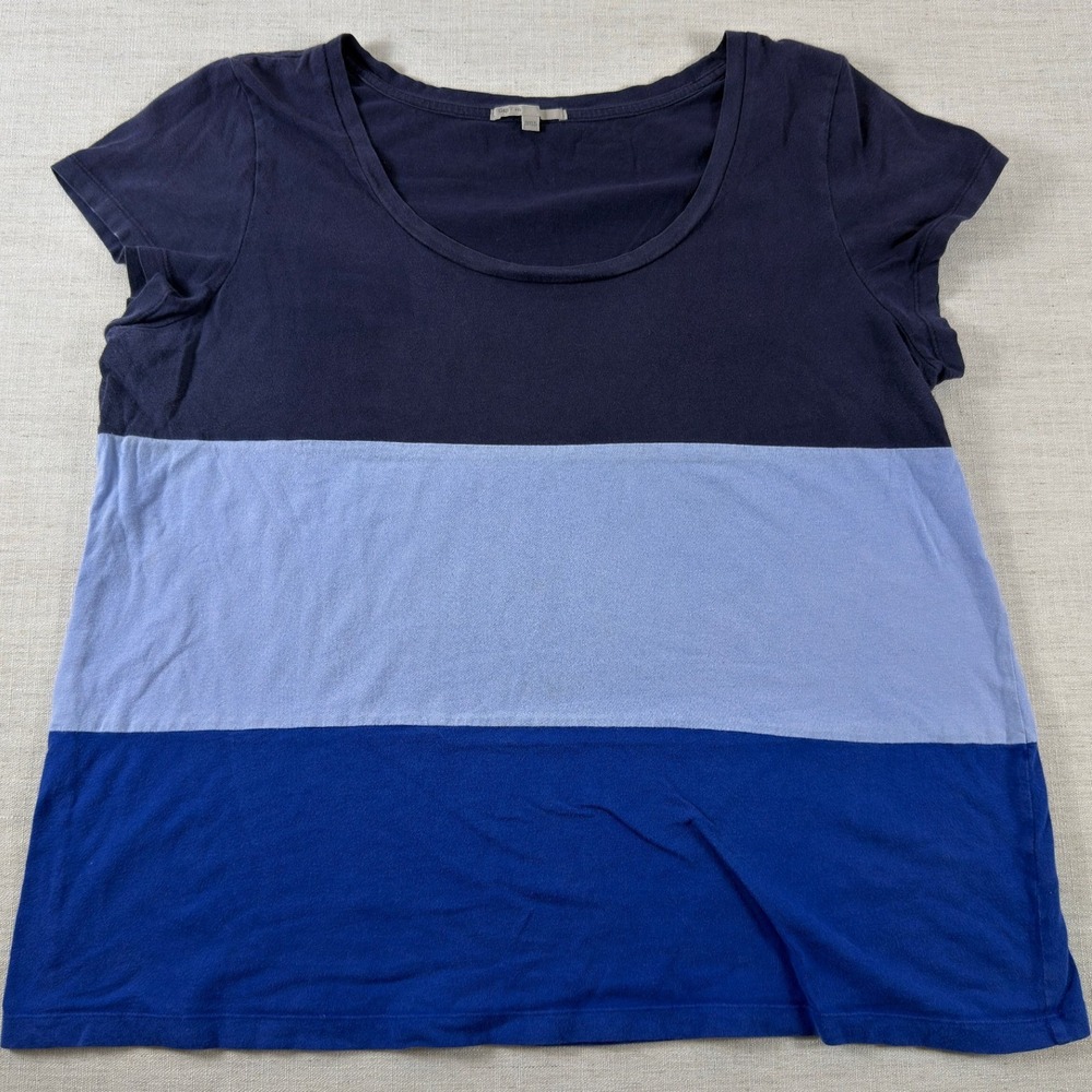 Gap Womens XXL Blue Colorblock Cotton Scoop Neck Short Sleeve T-Shirt RN54023